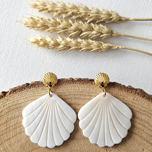 Boucles d'oreilles lisa - pendentif et clou coquillage