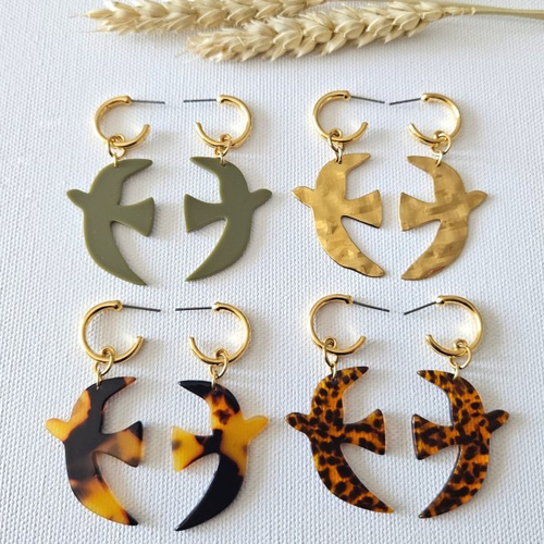Boucles d'oreilles hirondelle - pendentifs oiseaux - esprit vintage