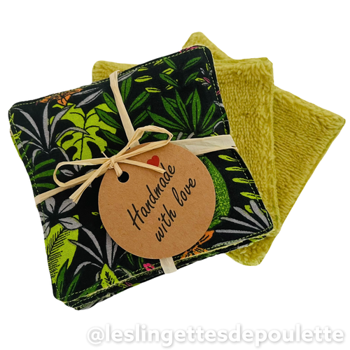 Lot de 5 lingettes démaquillantes "jungle vert"