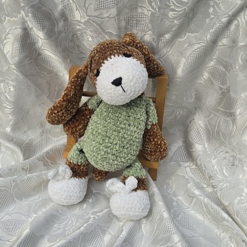 Doudou chiot taquin, au crochet, fait main