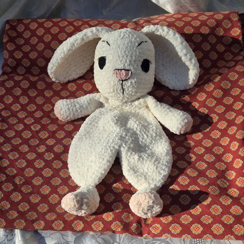 Doudou plat lapin blanc tout doux