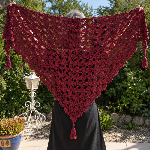 Étole mariage châle crochet saint-émilion bordeaux scintillant accessoire cérémonie chic dentelle légère triangle - cadeau luxe s
