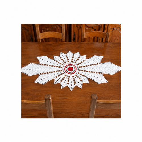 Sur commande – centre de table contemporain au crochet – coton mercerisé – grand choix de coloris – chemin de table fait main