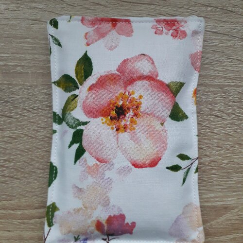 Eponge lavable fleur rose coton et nid d'abeille - zéro déchet - fait main