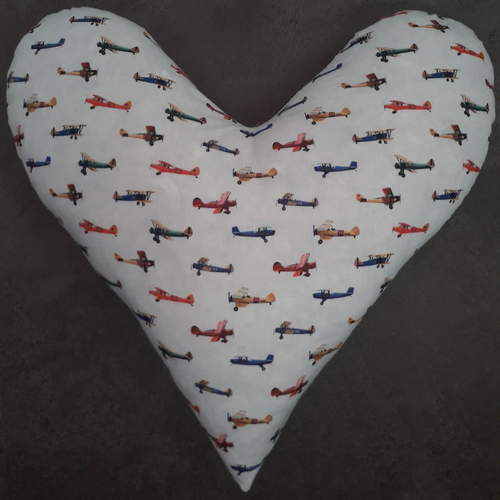 Coussin coeur avions - fait main