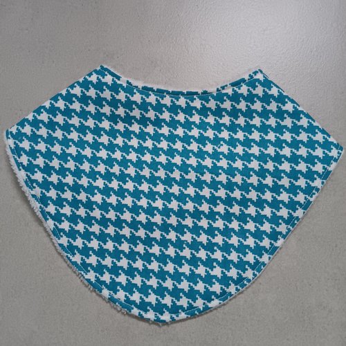 Bavoir pied de poule bleu - fait main