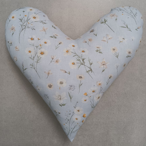 Coussin coeur pastel fleurs - décoration ou post-mastectomie (cancer du sein)