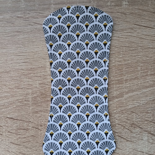 Protège-slip lavable sans ailette - éventails gris - fait main