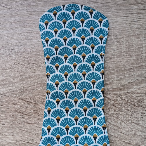 Protège-slip lavable sans ailette - éventails bleu foncé - fait main