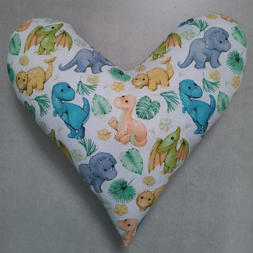 Coussin coeur dinosaures - décoration - fait main