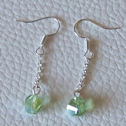 Boucles d'oreilles sequin émaillé vert anis