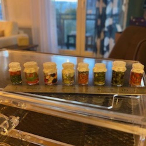 Bocaux au choix nourriture miniature, maison de poupée et garde mangé bocal en verre fruits et légumes faits mains