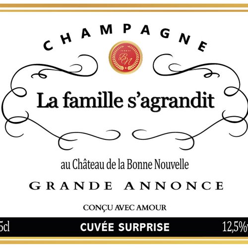 Annonce grossesse étiquette bouteille de champagne