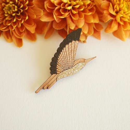 Broche colibri noir