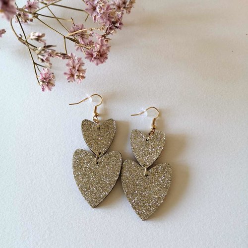 Boucles d'oreilles double coeurs