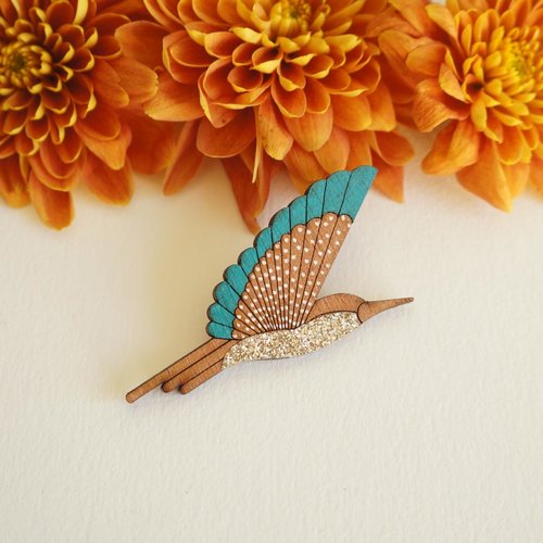 Broche colibri vert