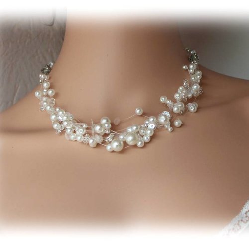 Collier mariage ivoire en perles maeva collection 'envol' 
