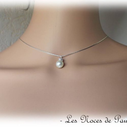 Collier de mariage ivoire perles et strass dolly, collier mariage