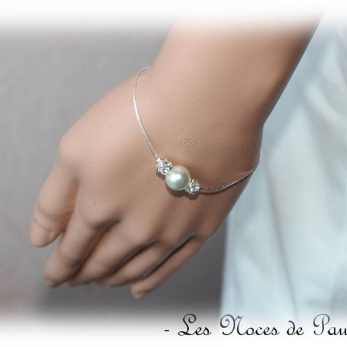 Bracelet de mariage ivoire perles et strass dolly  