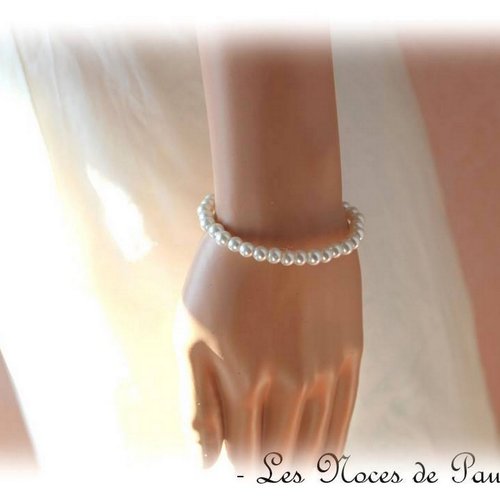 Bracelet Bleu Moyen/Blanc/Beige clair robe Mariée/Mariage