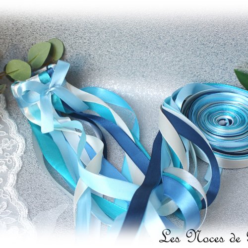 Jeu du ruban pour bouquet de mariée bleu, rubans pour bouquet, modèle 15 rubans