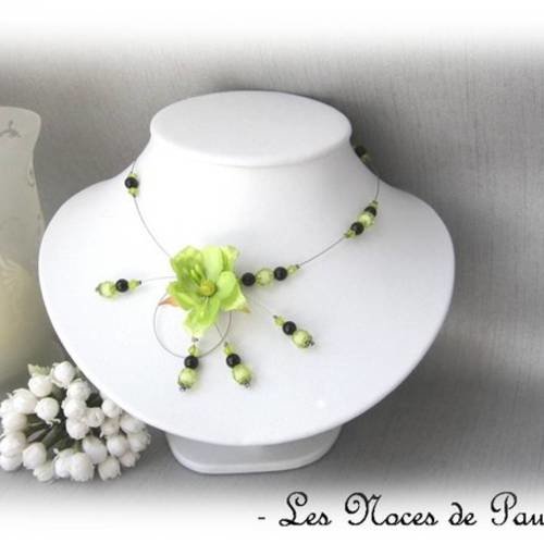 Collier vert lotus et noir alice v1 collection 'tradition' mariage 