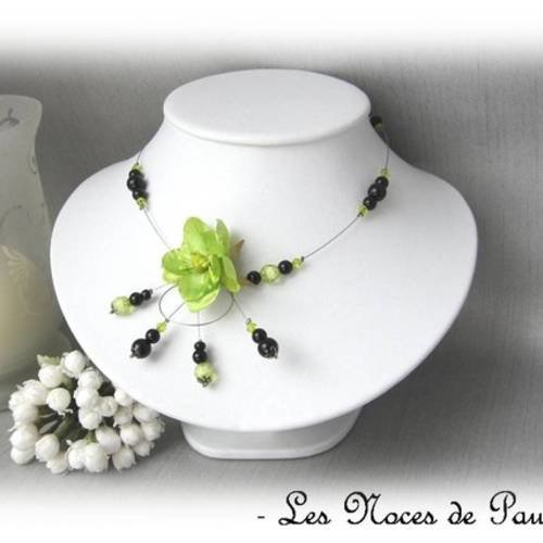 Collier vert lotus et noir alice v2 collection 'tradition' mariage 