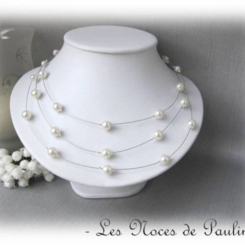 Collier blanc ivoire 3 rangs elisa collection 'tradition' 