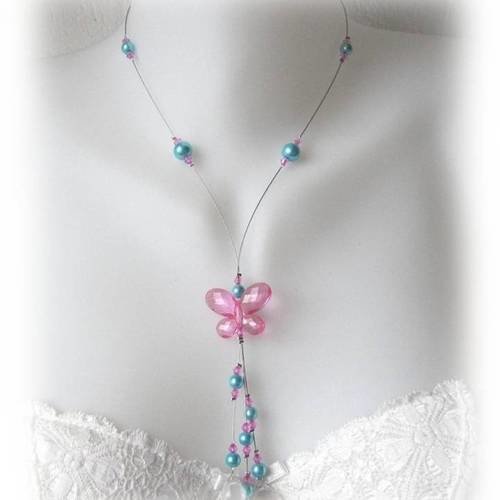 Collier fuchsia et turquoise chloé collection 'tradition' 