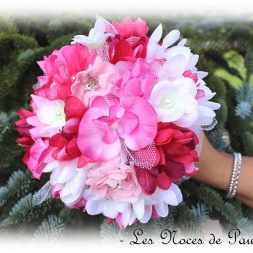 Bouquet de mariée rose et blanc eternel 