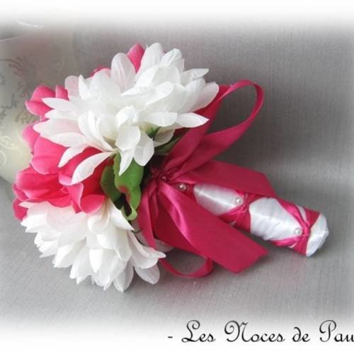 Bouquet de mariée fuchsia et blanc eternel camélia mm 
