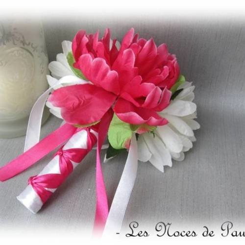Bouquet mariage fuchsia et blanc eternel camélia pm 