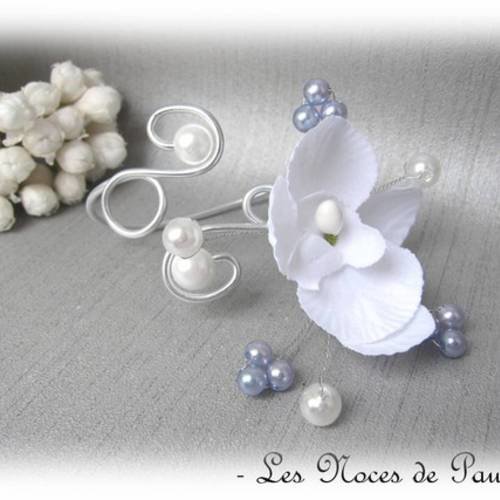 Bracelet blanc neige et bleu ciel orchidée anaïs b 