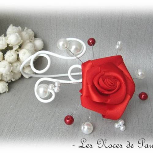Bracelet mariage rouge et blanc rose anaïs  'les volutes' b 