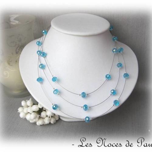 Collier turquoise en cristal 3 rangs elisa collection 'tradition' c 