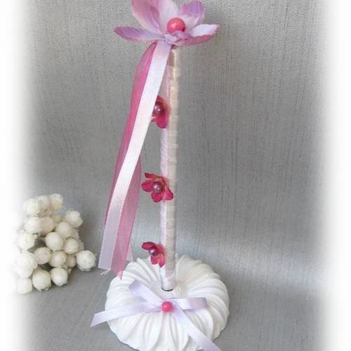 Porte stylo mariage fuchsia, parme et blanc orchidée 