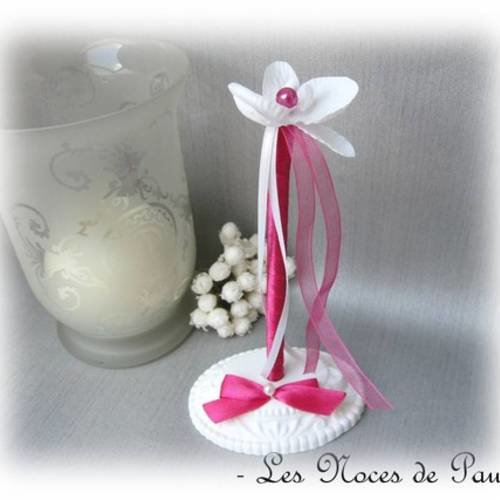 Porte stylo mariage blanc et fuchsia orchidée d 