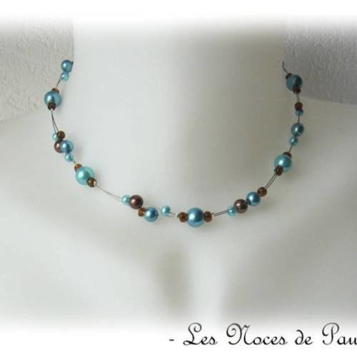 Collier mariage turquoise et marron  diana 'tradition' 