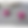 Boucles d'oreille rose fuchsia nacré 8 mm puces h 