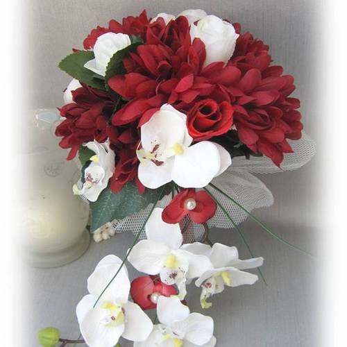 Bouquet de mariée bordeaux et ivoire eternel orchidées b 