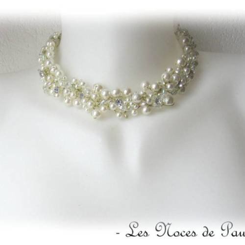 Collier mariage ivoire strass anastasia collection 'torsade' 