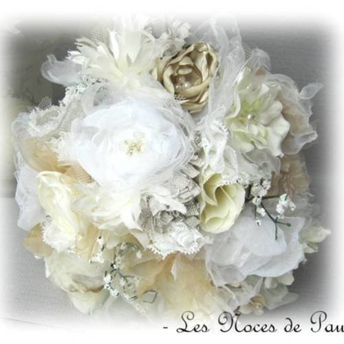 Bouquet de mariée crème, blanc dentelle eternel 
