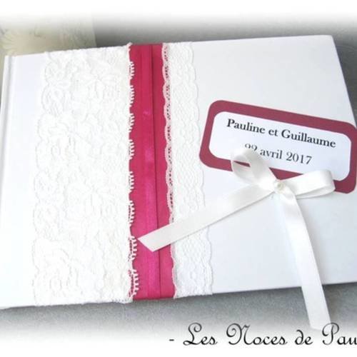 Porte stylo mariage blanc et fuchsia fleur 