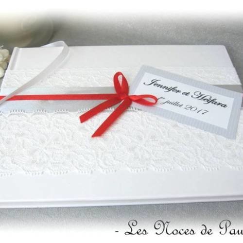 Livre d'or mariage rose et gris dentelle et son ensemble stylo 