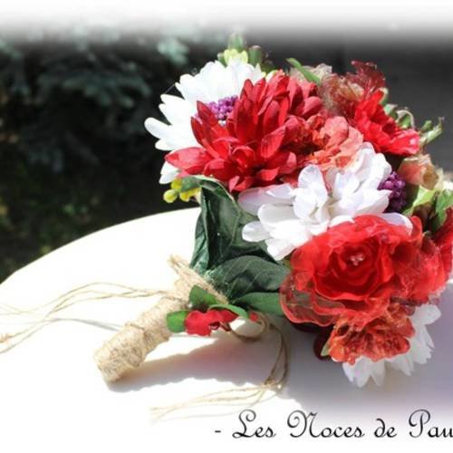 Bouquet de mariée rouge nature eternel 