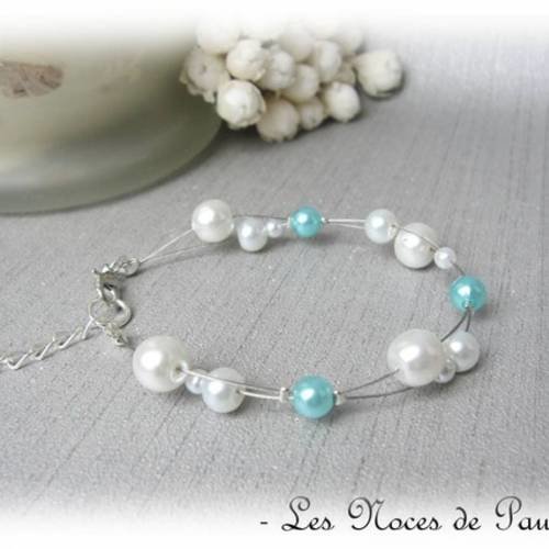 Bracelet mariage turquoise et blanc alice collection 'tradition' 