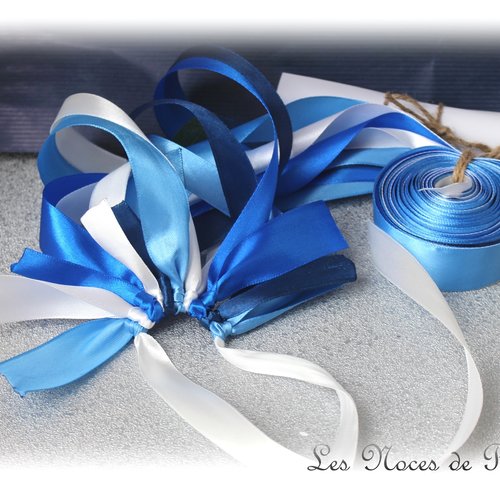 Jeu du ruban pour bouquet de mariée bleu roi, rubans