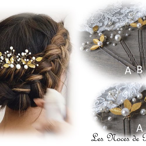 Épingle à Cheveux Mariée Ivoire/chocolat Avec Fleur - Accessoire Pas Cher