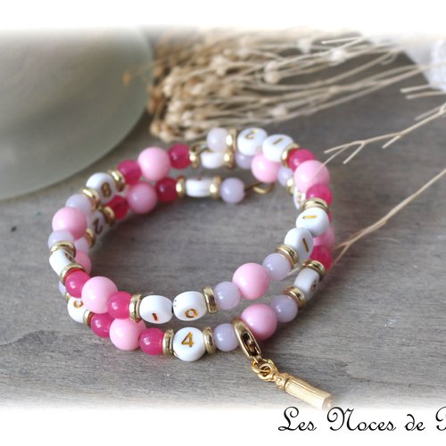 Bracelet d'allaitement rose fuchsia, cadeau de naissance