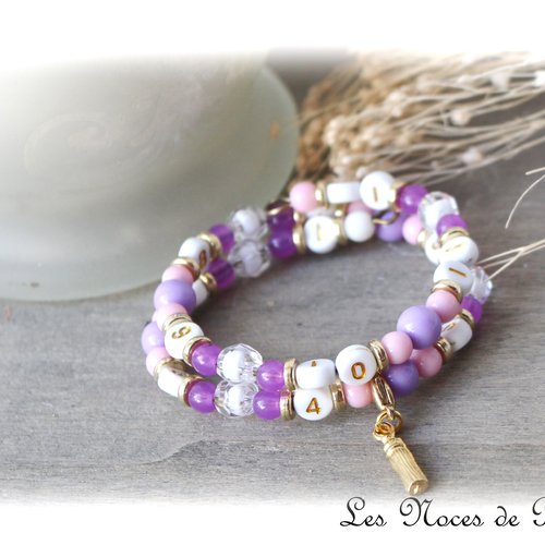 Bracelet d'allaitement parme, cadeau de naissance